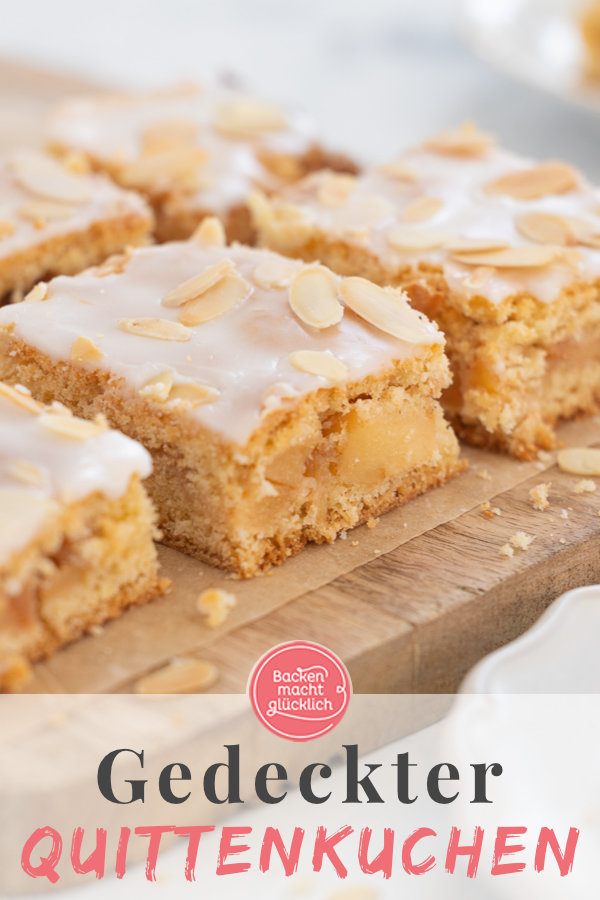 Omas gedeckter Quittenkuchen mit Mürbeteig. Super fein & lecker. Ein toller Blechkuchen mit Quitten für den Herbst!