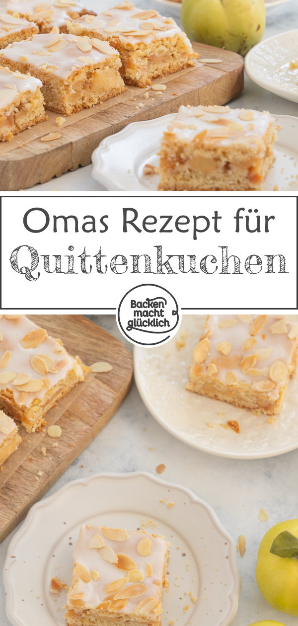 Omas gedeckter Quittenkuchen mit Mürbeteig. Super fein & lecker. Ein toller Blechkuchen mit Quitten für den Herbst!