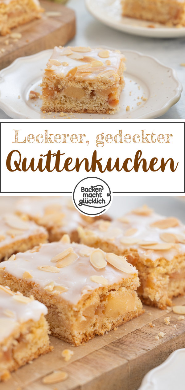 Omas gedeckter Quittenkuchen mit Mürbeteig. Super fein & lecker. Ein toller Blechkuchen mit Quitten für den Herbst!