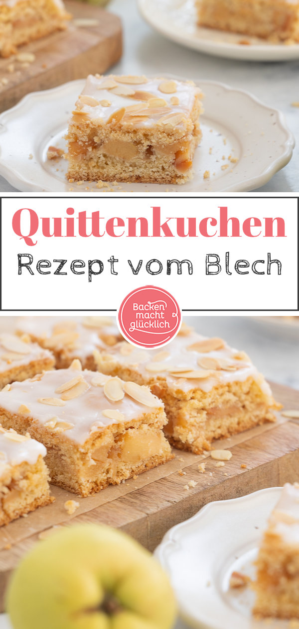 Omas gedeckter Quittenkuchen mit Mürbeteig. Super fein & lecker. Ein toller Blechkuchen mit Quitten für den Herbst!