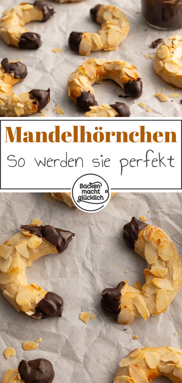 Saftige Mandelhörnchen wie vom Bäcker. Wer Marzipan mag, wird dieses einfache Rezept lieben ♥ Am besten gleich testen!