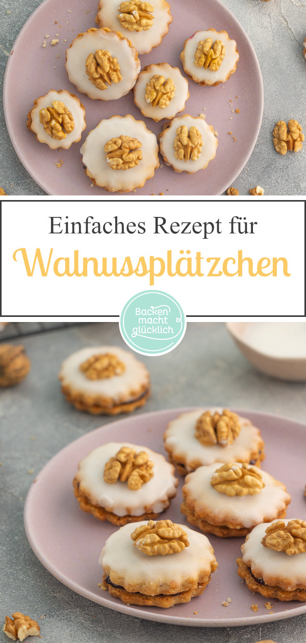 Omas weltbeste Walnussplätzchen. Die einfachen Walnusstaler mit Marmelade bringen Abwechslung auf den Plätzchenteller!