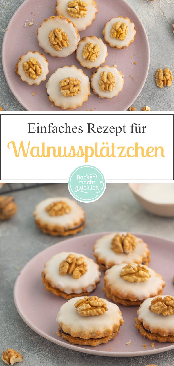 Omas weltbeste Walnussplätzchen. Die einfachen Walnusstaler mit Marmelade bringen Abwechslung auf den Plätzchenteller!