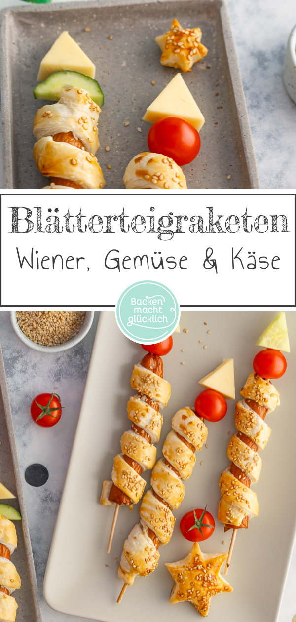 Diese Würstchen-Raketen sind einfach zu machen & echte Hingucker. Toll als Snack-Raketen für Silvester, Kindergeburtstage und Partys!