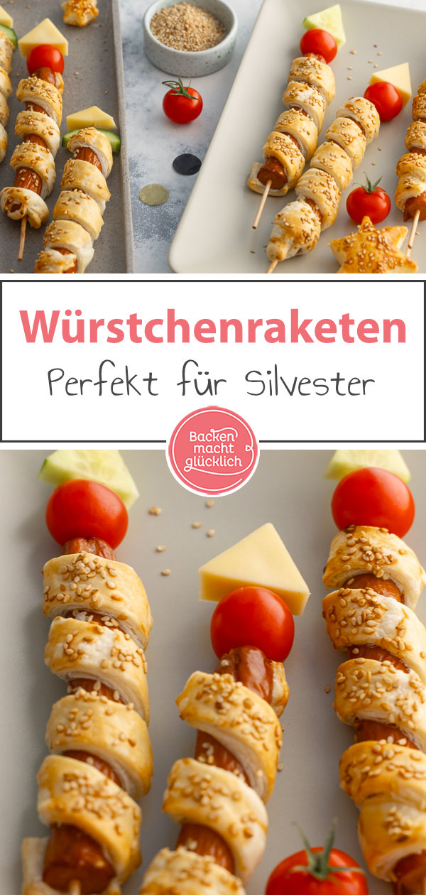 Diese Würstchen-Raketen sind einfach zu machen & echte Hingucker. Toll als Snack-Raketen für Silvester, Kindergeburtstage und Partys!