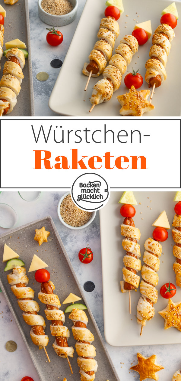 Diese Würstchen-Raketen sind einfach zu machen & echte Hingucker. Toll als Snack-Raketen für Silvester, Kindergeburtstage und Partys!