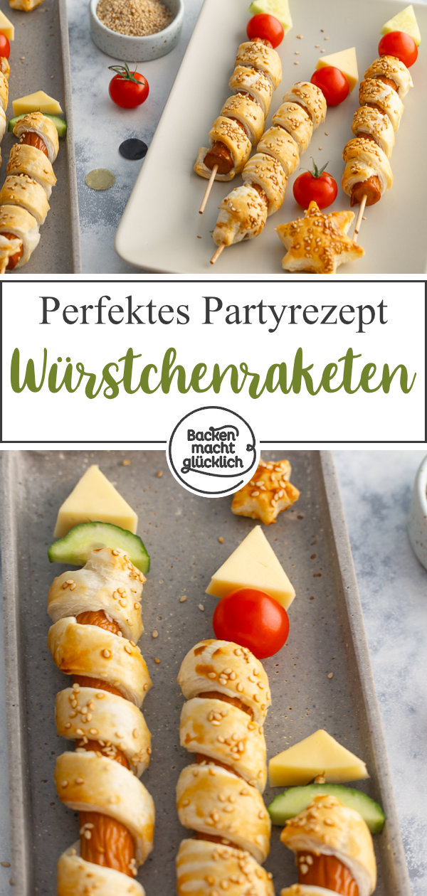 Diese Würstchen-Raketen sind einfach zu machen & echte Hingucker. Toll als Snack-Raketen für Silvester, Kindergeburtstage und Partys!