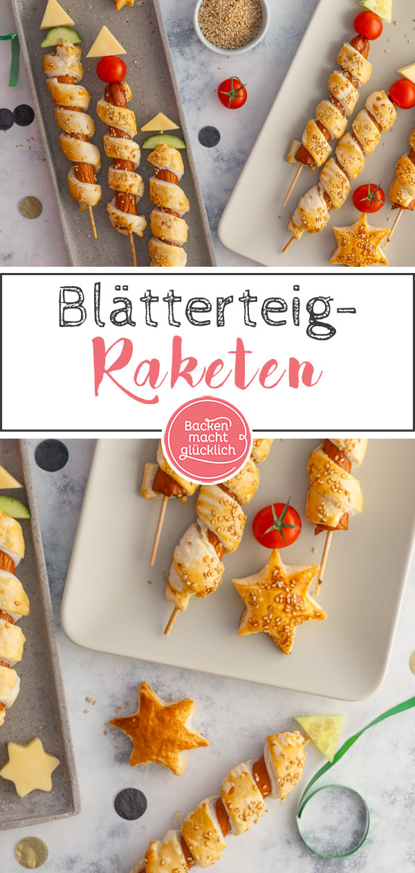 Diese Würstchen-Raketen sind einfach zu machen & echte Hingucker. Toll als Snack-Raketen für Silvester, Kindergeburtstage und Partys!