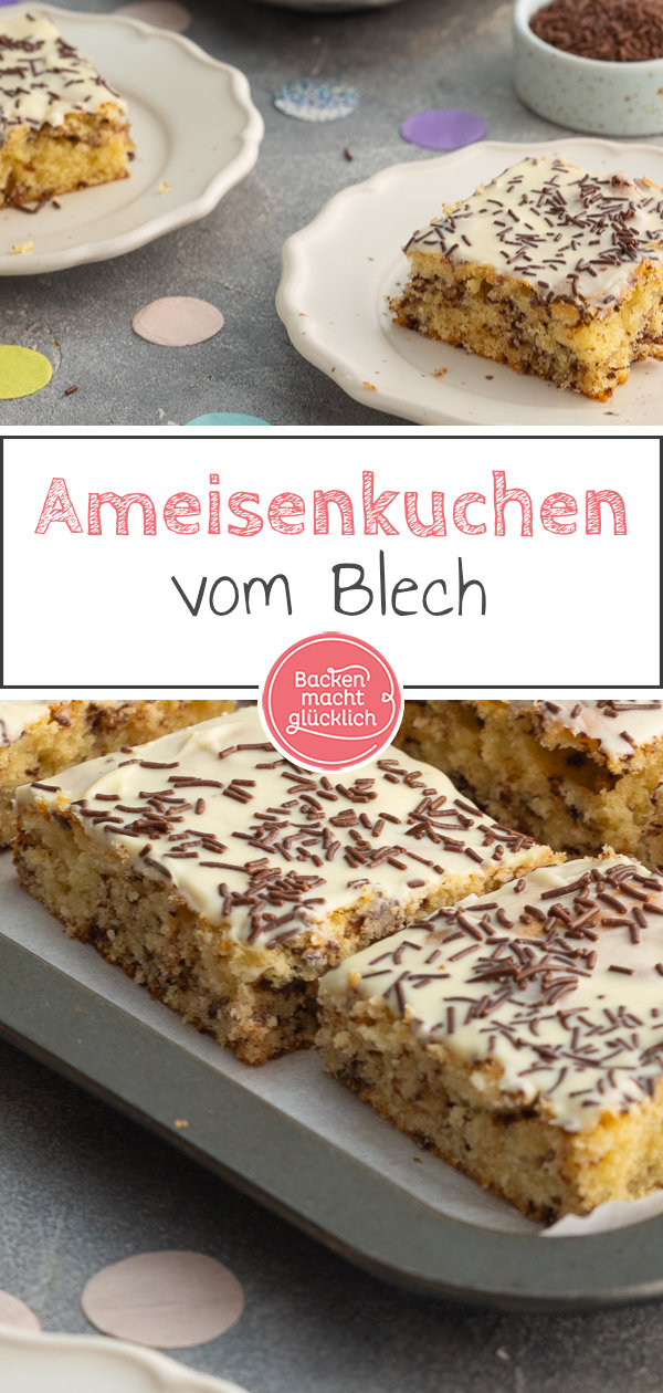 Einfacher Blechkuchen mit Schokostreuseln: Dieser saftige Ameisenkuchen vom Blech ohne Eierlikör kommt immer gut an!