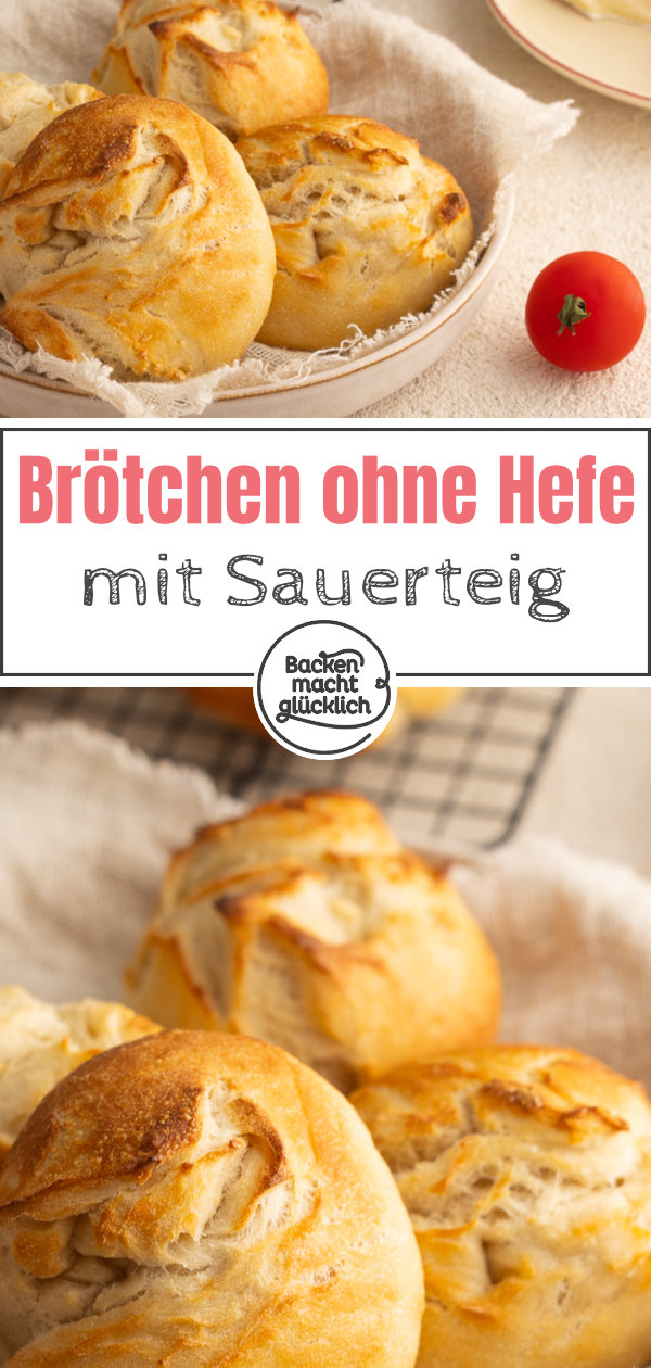 Einfache Sauerteigbrötchen ohne Hefe. Mit diesem Rezept gelingen euch knusprige, luftige Brötchen aus Sauerteig garantiert!