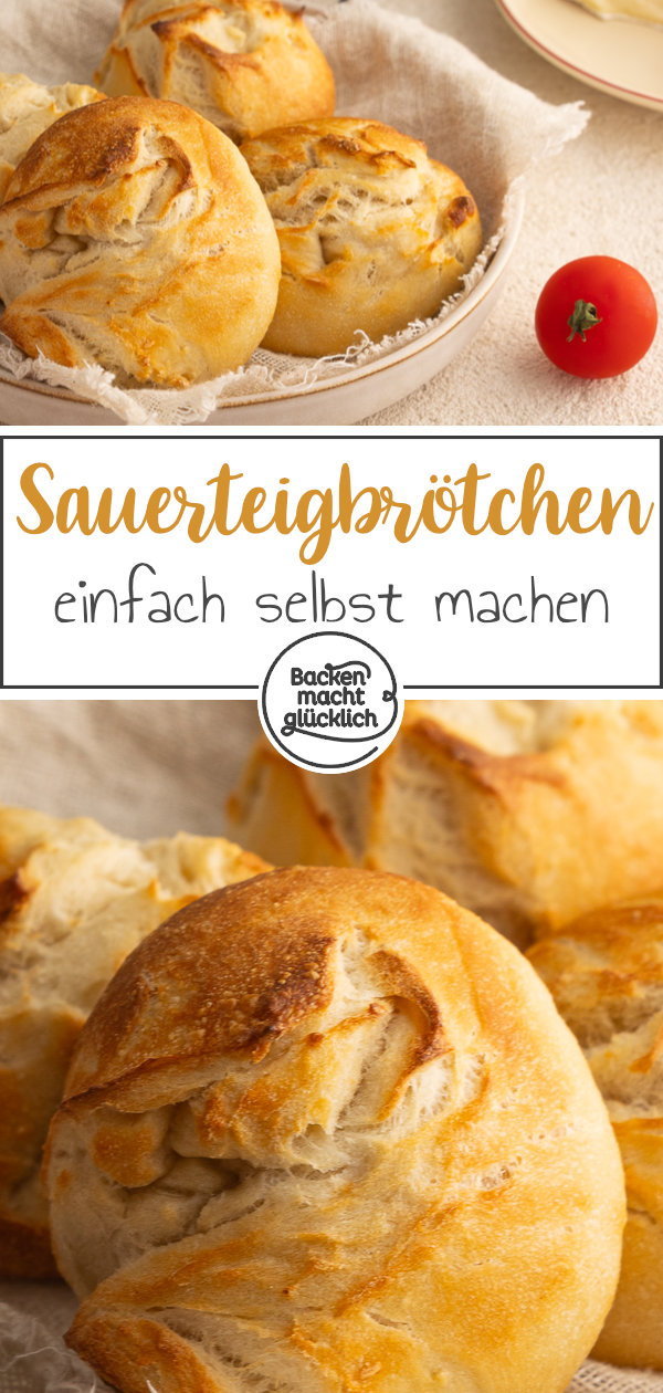 Einfache Sauerteigbrötchen ohne Hefe. Mit diesem Rezept gelingen euch knusprige, luftige Brötchen aus Sauerteig garantiert!