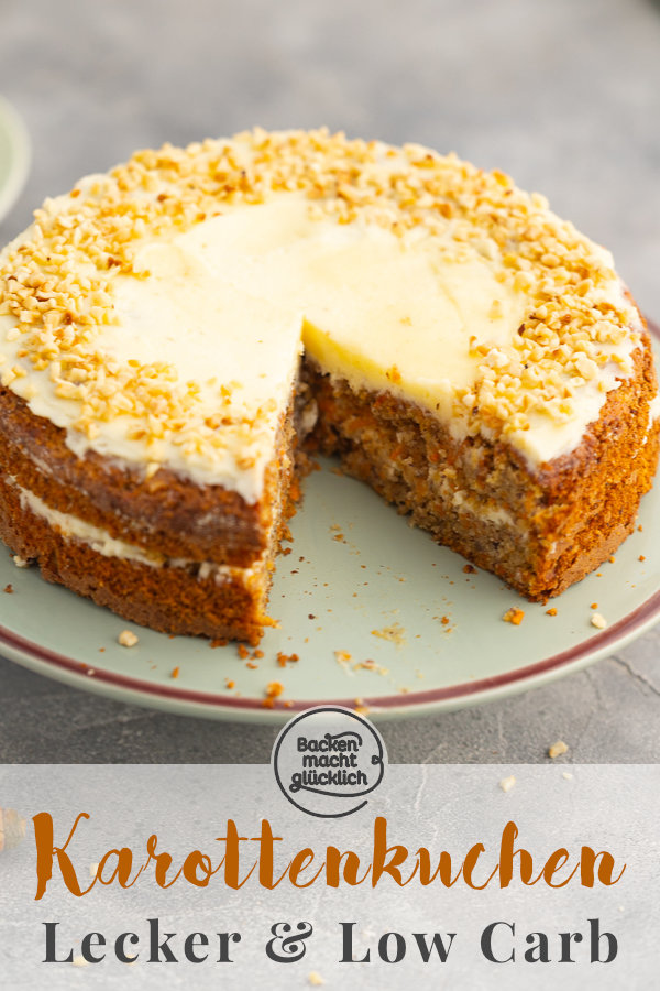 Super saftig und lecker: Dieser Low Carb Karottenkuchen ohne Zucker und Mehl mit Frischkäse-Frosting ist der Hit. Gleich testen!