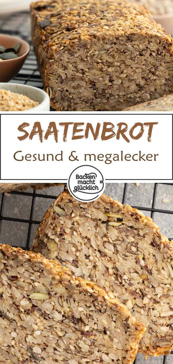 Schnelles gesundes Saatenbrot-Rezept ohne Mehl und Hefe. Auch als Life Changing Bread oder Wunderbrot bekannt.