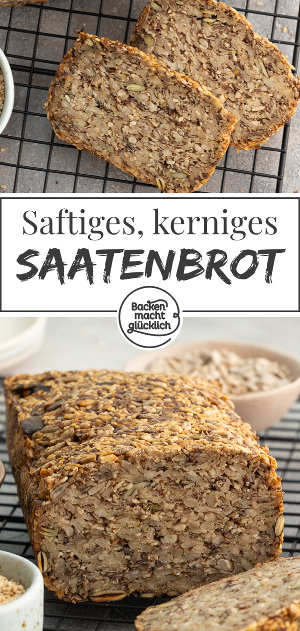 Schnelles gesundes Saatenbrot-Rezept ohne Mehl und Hefe. Auch als Life Changing Bread oder Wunderbrot bekannt.