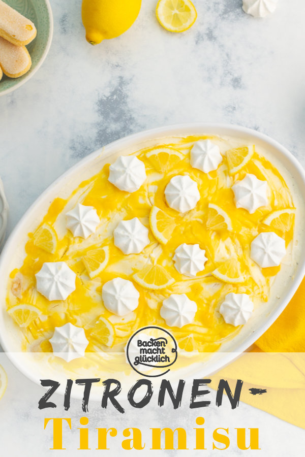Himmlisches Zitronen-Tiramisu mit Lemon Curd: einfach zu machen, ohne Ei und Alkohol, für die ganze Familie.