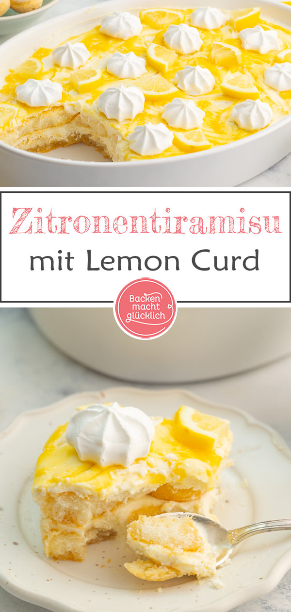 Himmlisches Zitronen-Tiramisu mit Lemon Curd: einfach zu machen, ohne Ei und Alkohol, für die ganze Familie.