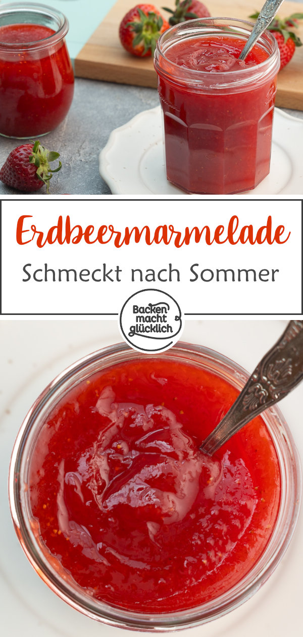 Erdbeermarmelade selber machen aus nur 3 Zutaten. Mit diesem Rezept gelingt euch Omas Erdbeer-Konfitüre garantiert!