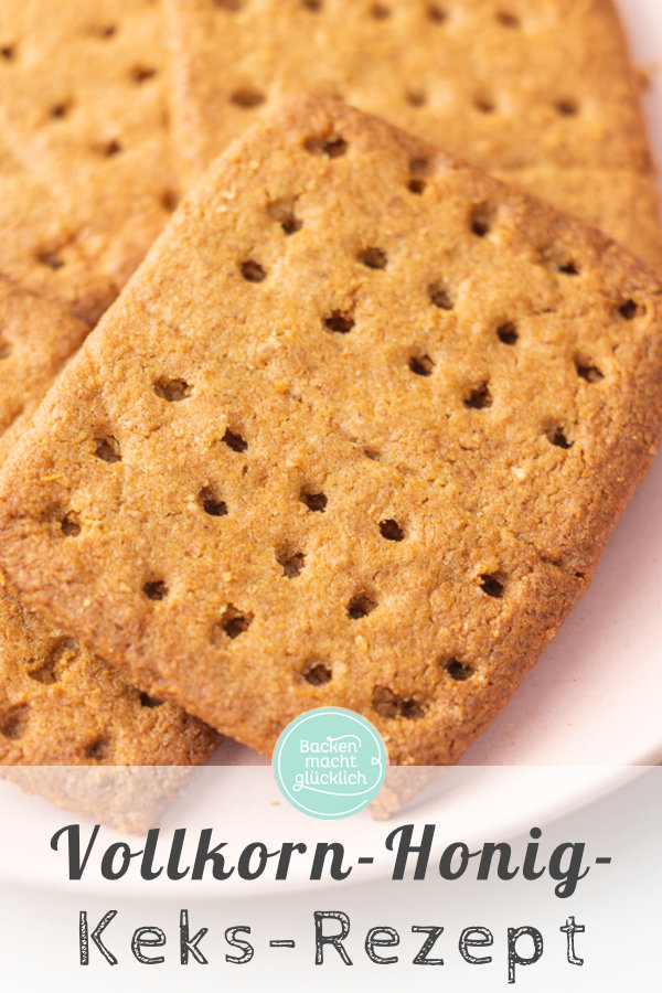 Originalrezept für amerikanische Graham Cracker. Die Vollkorn-Honig-Kekse schmecken pur, als Basis für S´Mores und Kekskrümelboden.