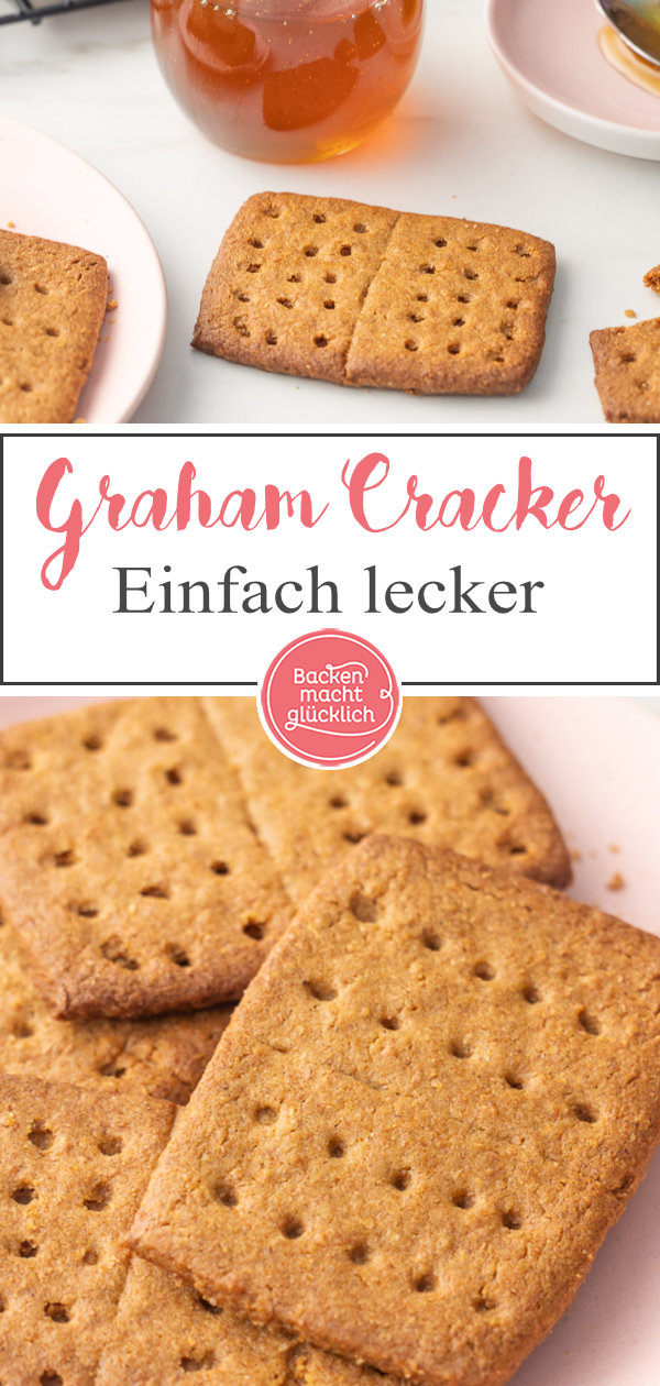 Originalrezept für amerikanische Graham Cracker. Die Vollkorn-Honig-Kekse schmecken pur, als Basis für S´Mores und Kekskrümelboden.
