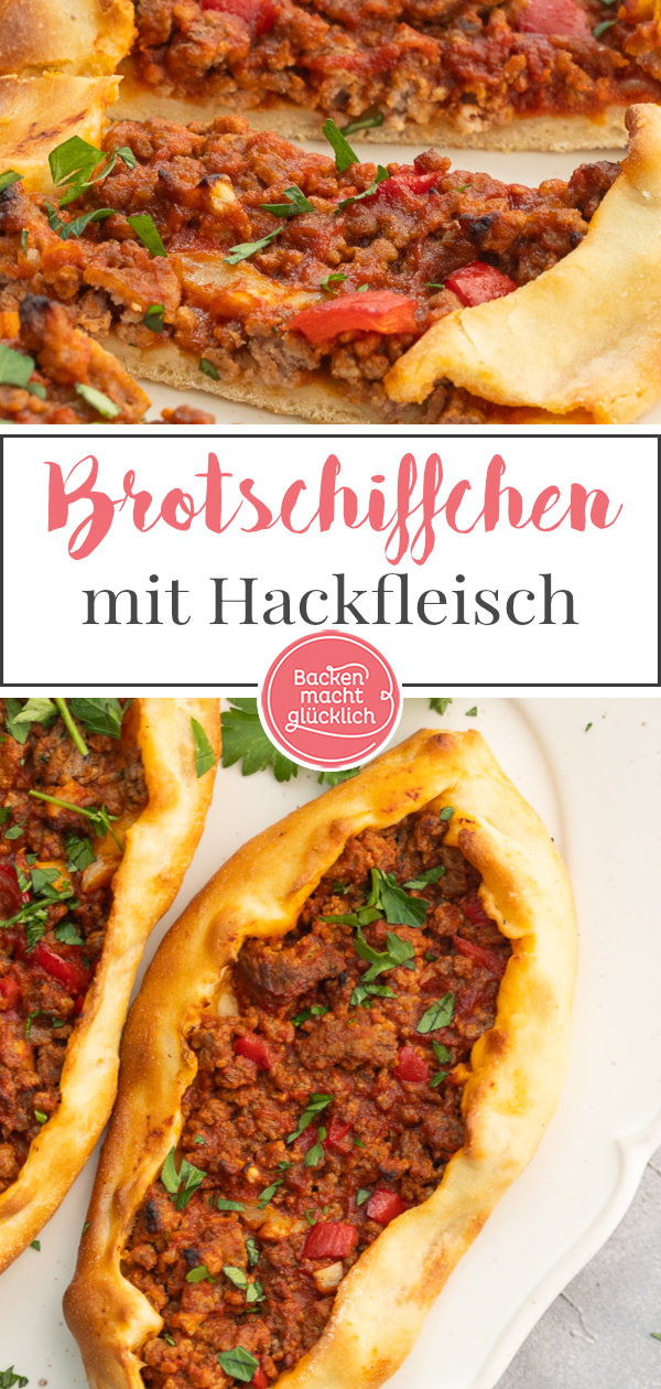 Einfaches Originalrezept für türkische Pide mit Hackfleisch. Die herzhaften Fladenbrot-Schiffchen sind aus gutem Grund so beliebt!