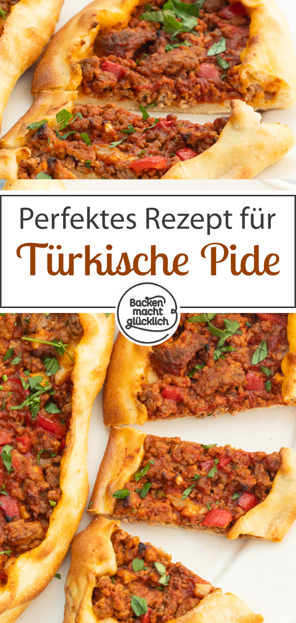 Einfaches Originalrezept für türkische Pide mit Hackfleisch. Die herzhaften Fladenbrot-Schiffchen sind aus gutem Grund so beliebt!