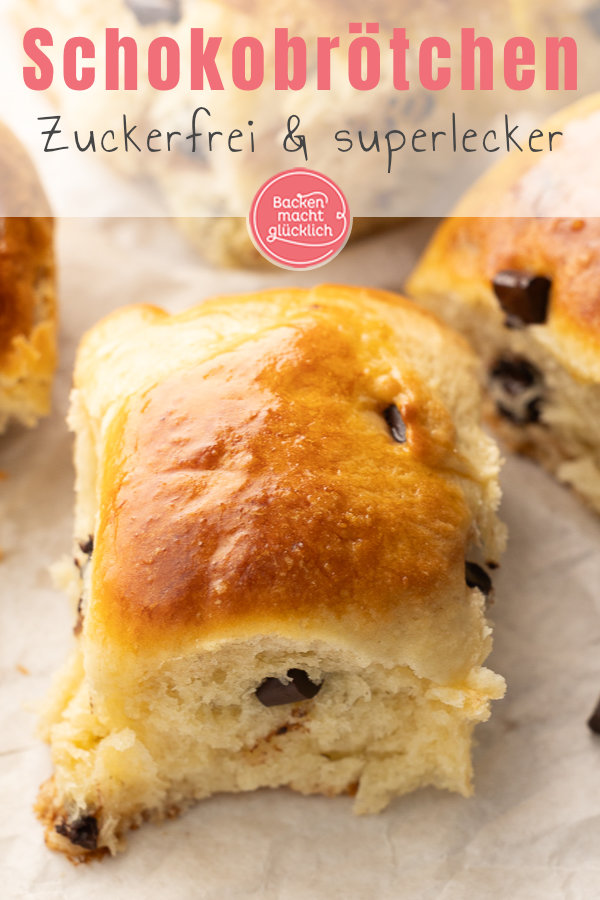 Die besten Schokobrötchen ohne Zucker: super fluffig, saftig, schokoladig. Dieses Rezept mit Hefeteig müsst ihr testen!