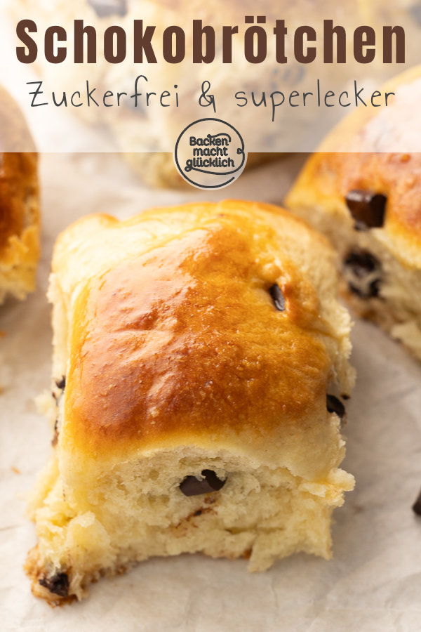 Die besten Schokobrötchen ohne Zucker: super fluffig, saftig, schokoladig. Dieses Rezept mit Hefeteig müsst ihr testen!