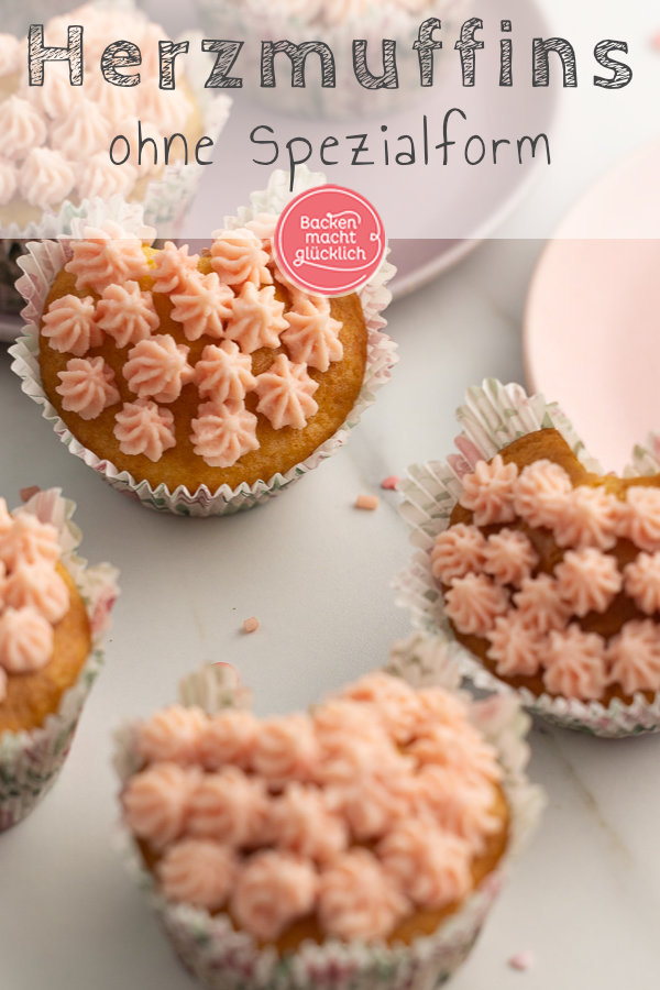 Einfache süße Herz-Muffins ohne Form und spezielles Zubehör ♥ Perfekt für Muttertag, Valentinstag & Geburtstage!