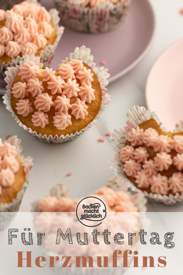 Einfache süße Herz-Muffins ohne Form und spezielles Zubehör ♥ Perfekt für Muttertag, Valentinstag & Geburtstage!