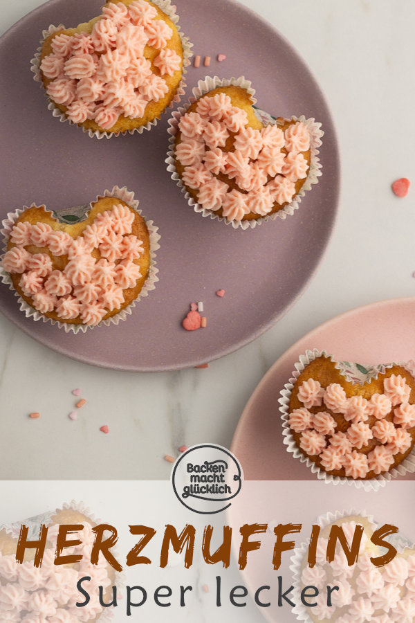 Einfache süße Herz-Muffins ohne Form und spezielles Zubehör ♥ Perfekt für Muttertag, Valentinstag & Geburtstage!