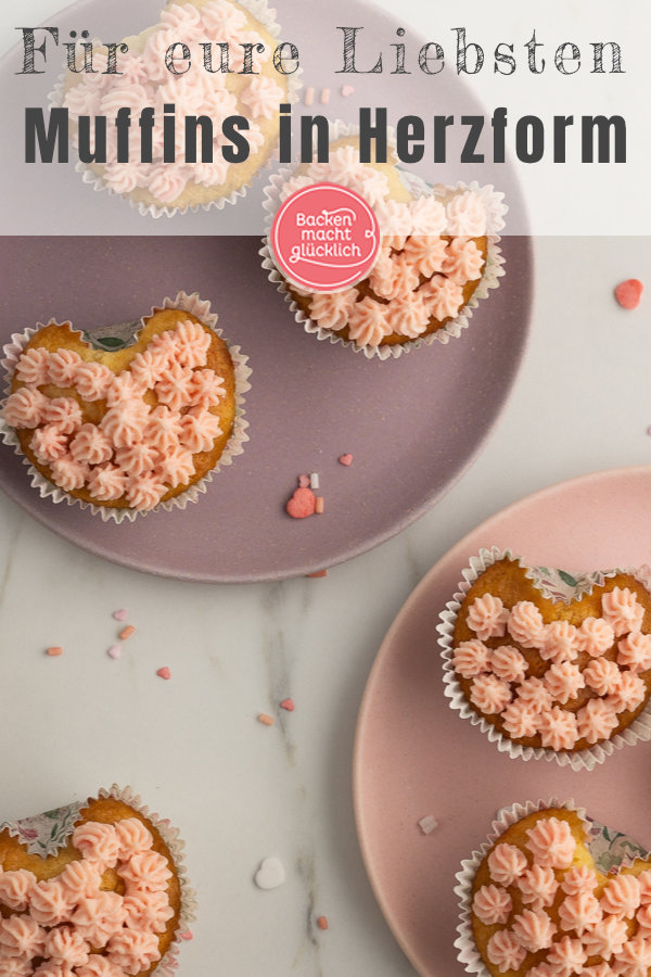 Einfache süße Herz-Muffins ohne Form und spezielles Zubehör ♥ Perfekt für Muttertag, Valentinstag & Geburtstage!