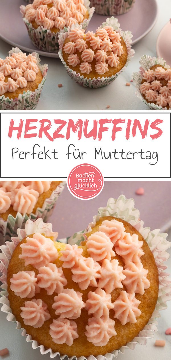 Einfache süße Herz-Muffins ohne Form und spezielles Zubehör ♥ Perfekt für Muttertag, Valentinstag & Geburtstage!