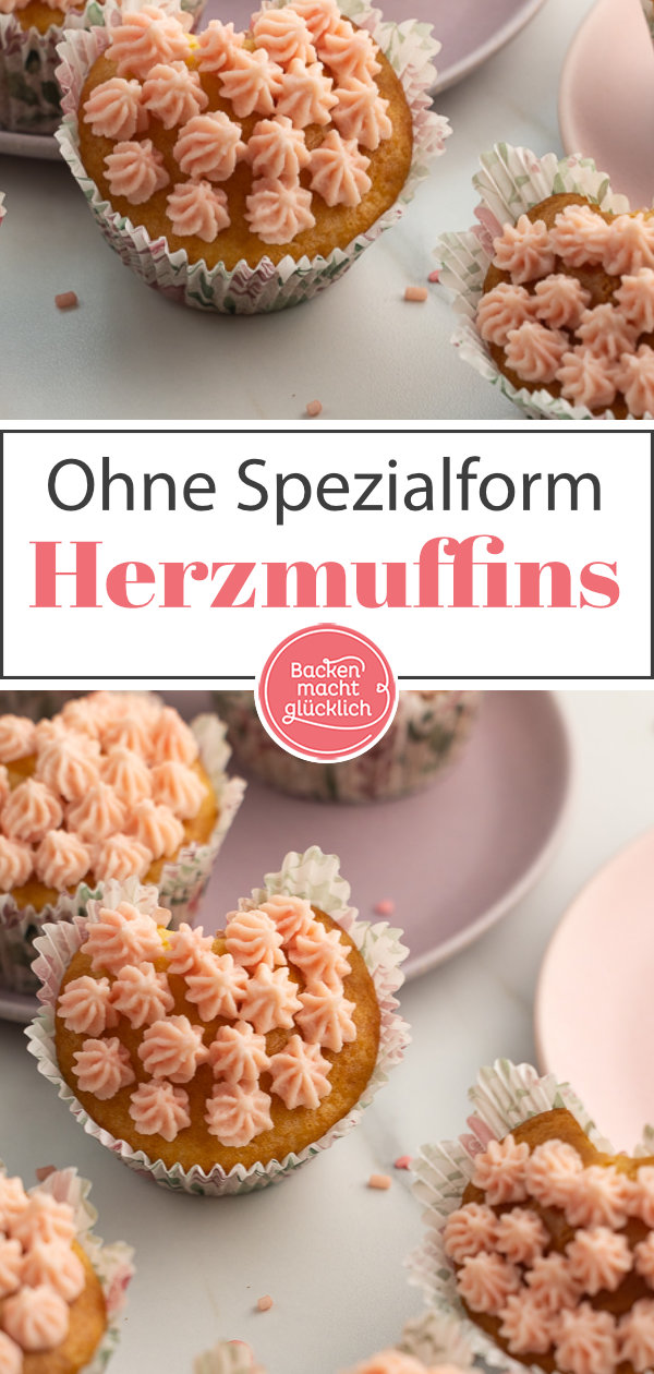 Einfache süße Herz-Muffins ohne Form und spezielles Zubehör ♥ Perfekt für Muttertag, Valentinstag & Geburtstage!