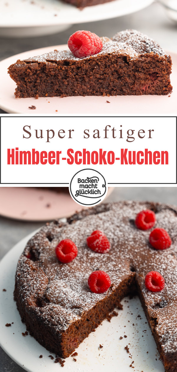 Saftiger Schokokuchen mit Himbeeren und Rührteig: schnell und einfach. Diesen Himbeer-Schoko-Kuchen müsst ihr testen.