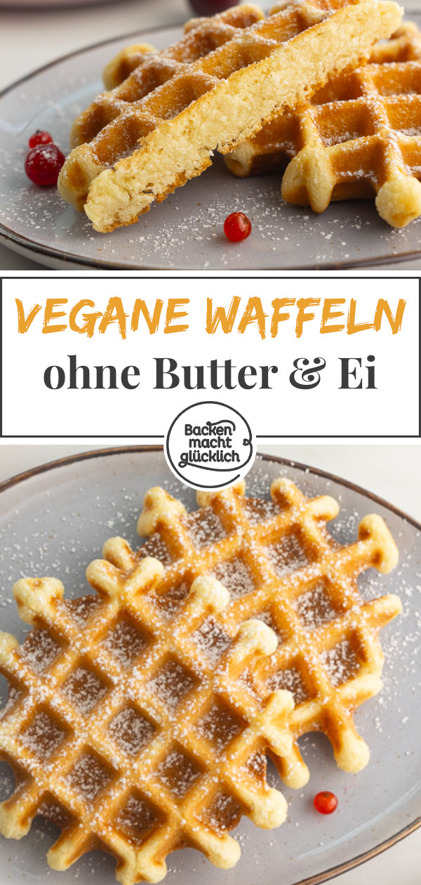 Tolles Grundrezept für vegane Waffeln ohne Ei, Butter und Milch. Einfach, schnell, saftig & knusprig. Gleich testen!