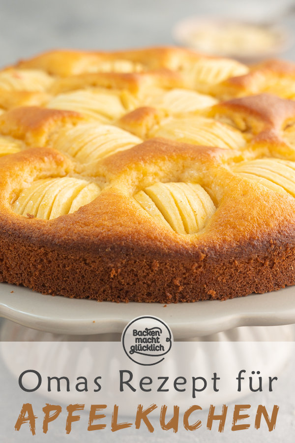 Einfacher, schneller Apfelkuchen mit Rührteig nach Omas Rezept. Gelingt garantiert, wird super saftig & fruchtig.