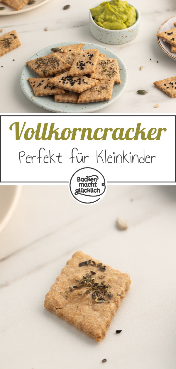 Schnelle gesunde Vollkorn-Cracker aus 3 Zutaten: einfach, knusprig, vegan, vollwertig, zuckerfrei.