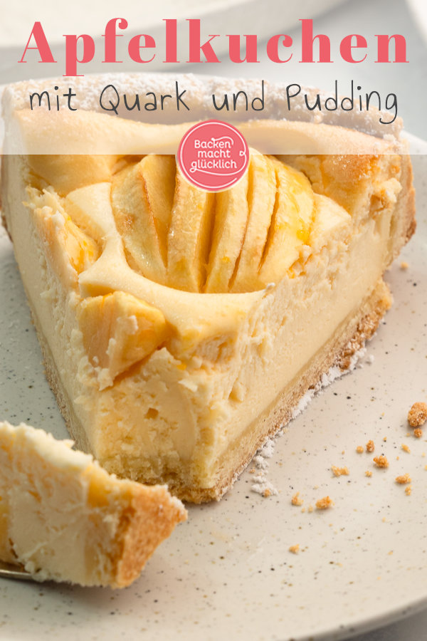 Feiner Apfel-Käsekuchen aus knusprigem Mürbeteig, cremiger Quarkfüllung und fruchtigem Obst. Ein echter Klassiker!
