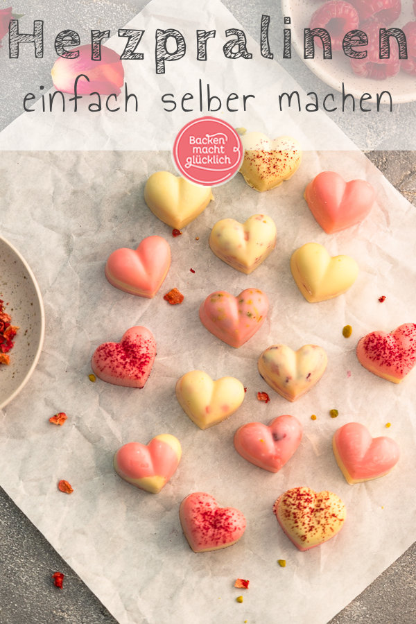 Herzpralinen selber machen in nur 10 Minuten: Schoko-Herzen sind lecker, hübsch und gelingen immer. Perfekt für Muttertag & Geburtstage