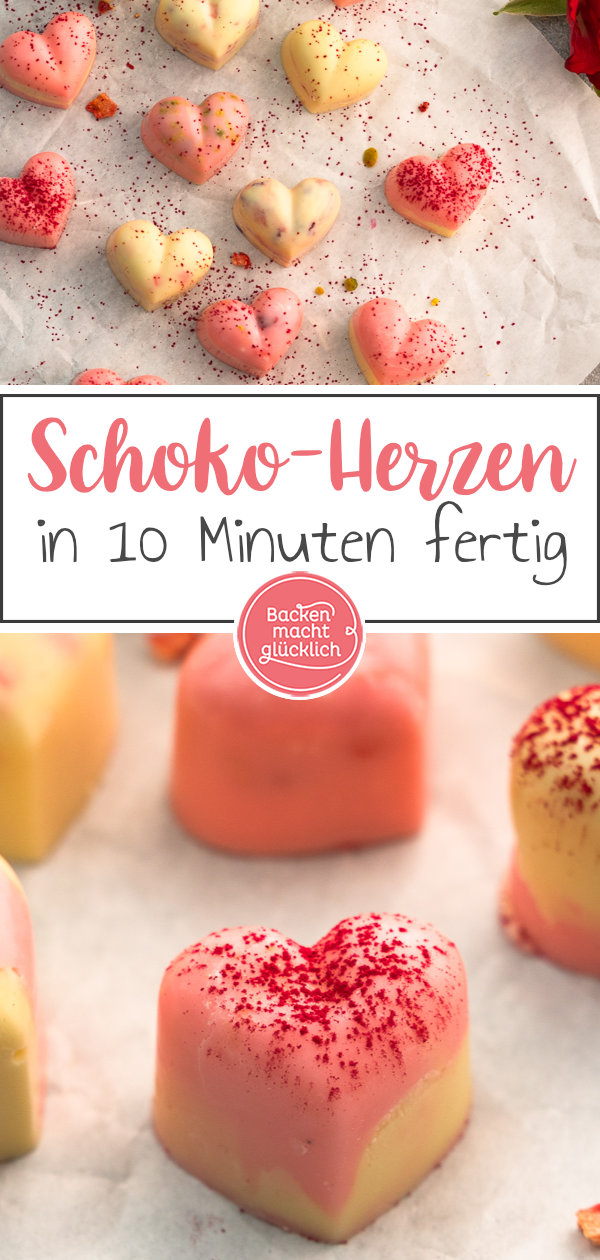 Herzpralinen selber machen in nur 10 Minuten: Schoko-Herzen sind lecker, hübsch und gelingen immer. Perfekt für Muttertag & Geburtstage