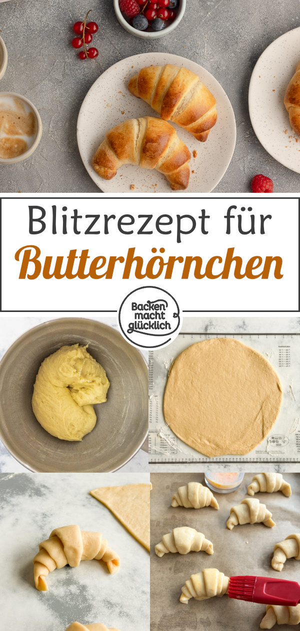 Die perfekten Frühstückshörnchen wie vom Bäcker: fluffig, soft, saftig, lecker, und trotz Hefeteig super schnell gemacht.