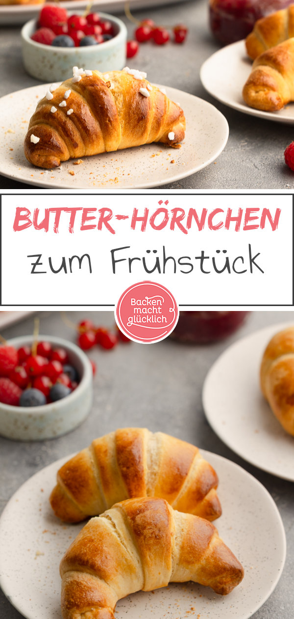 Die perfekten Frühstückshörnchen wie vom Bäcker: fluffig, soft, saftig, lecker, und trotz Hefeteig super schnell gemacht.
