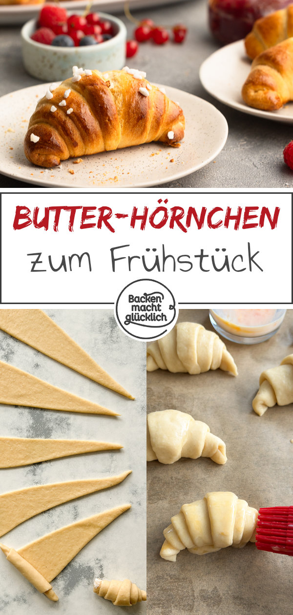Die perfekten Frühstückshörnchen wie vom Bäcker: fluffig, soft, saftig, lecker, und trotz Hefeteig super schnell gemacht.