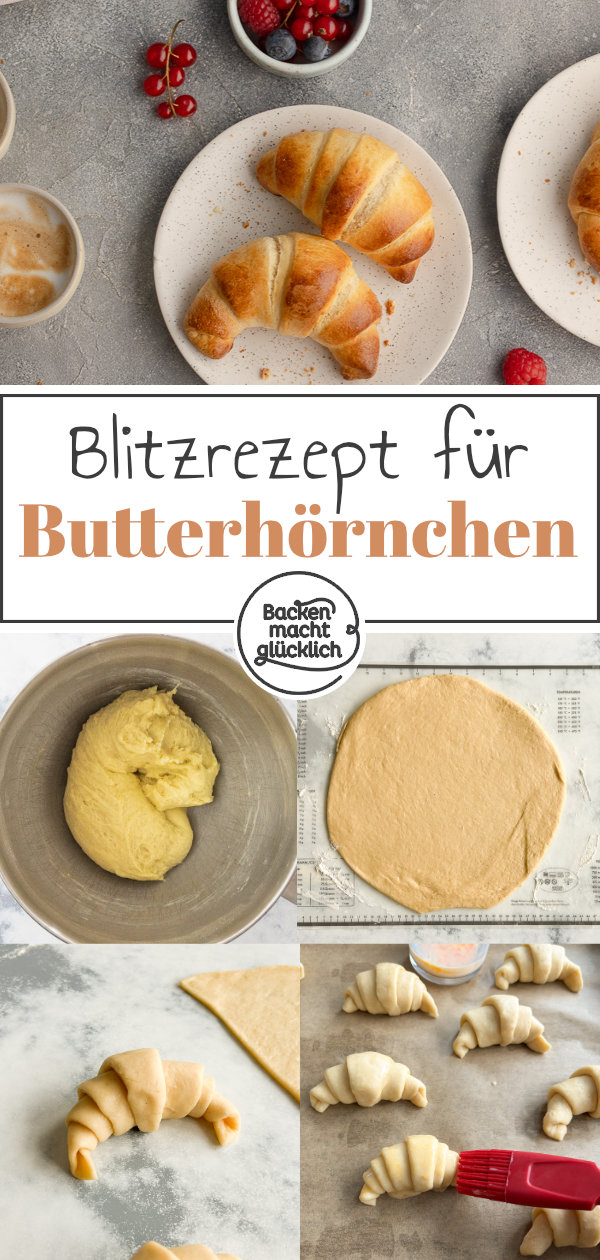 Die perfekten Frühstückshörnchen wie vom Bäcker: fluffig, soft, saftig, lecker, und trotz Hefeteig super schnell gemacht.