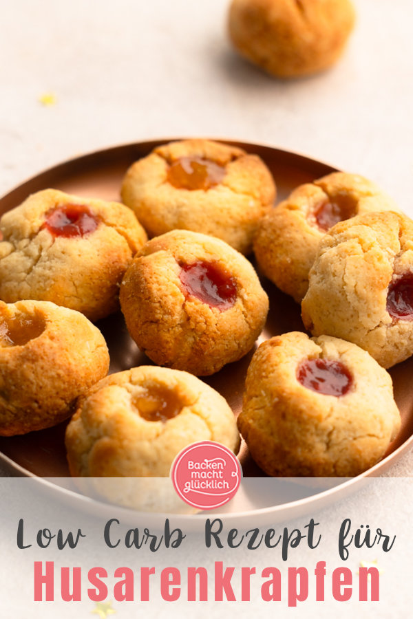 Gluten- und zuckerfreie Husarenkrapfen mit Marmelade, die vergleichsweise schnell zu machen & super saftig sind.