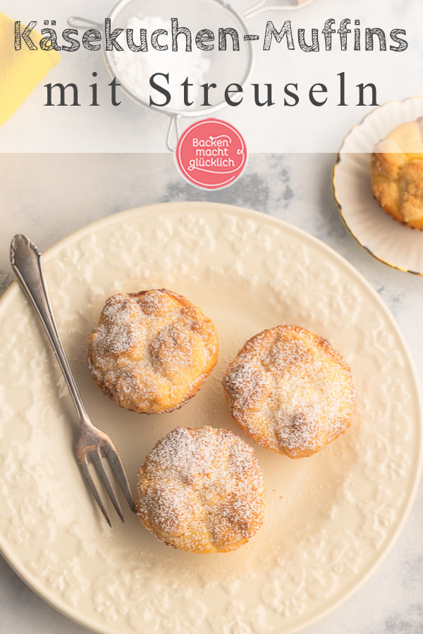 Köstliche Käsekuchen-Muffins mit Streuseln, Mandarinen oder Schokolade. Die einfachen Käsekuchen-Muffins sind knusprig, cremig und super lecker!