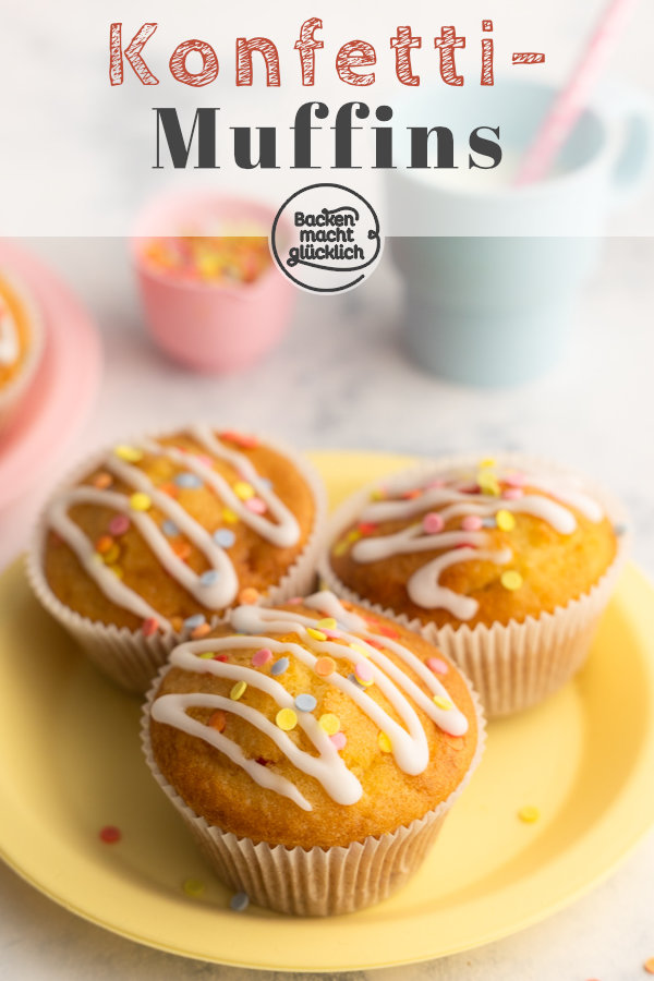 Einfache, schnelle Konfetti Muffins für Kindergeburtstage, Partys und Co. Sorgen garantiert für gute Laune!