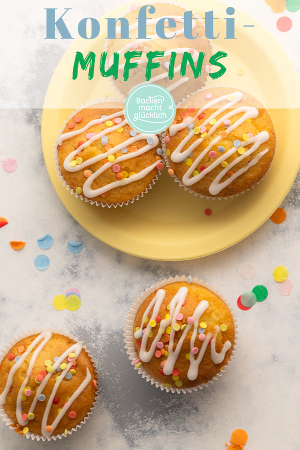 Einfache, schnelle Konfetti Muffins für Kindergeburtstage, Partys und Co. Sorgen garantiert für gute Laune!