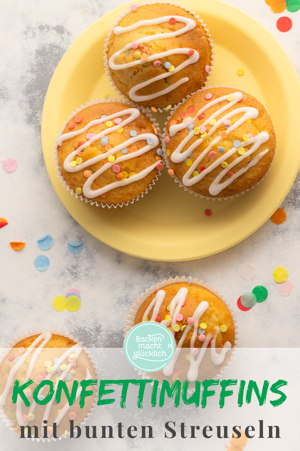 Einfache, schnelle Konfetti Muffins für Kindergeburtstage, Partys und Co. Sorgen garantiert für gute Laune!