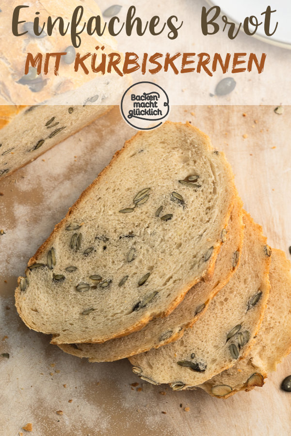 Einfaches Rezept für Kürbiskernbrot mit wenig Hefe ✓ Tolle Kruste ✓ nur 5 Zutaten ✓ Über-Nacht-Gare möglich